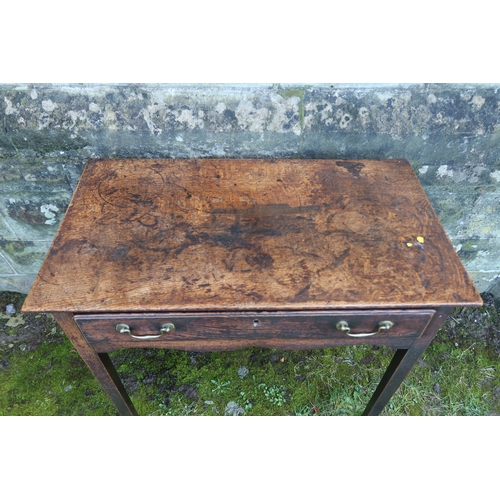 13 - A late 18th century rectangular oak side table, fitted with a frieze drawer, width 30ins