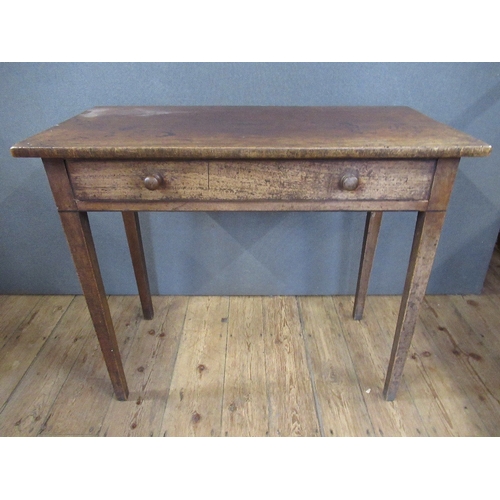 18 - An early 19th century mahogany rectangular side table, fitted with a frieze drawer, width 35ins