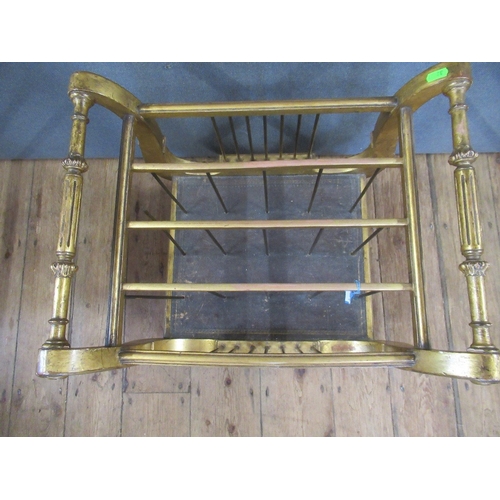 36 - A gilt four division Canterbury in the form of a Regency lyre   22ins wide