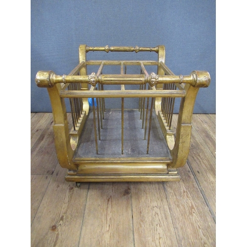 36 - A gilt four division Canterbury in the form of a Regency lyre   22ins wide