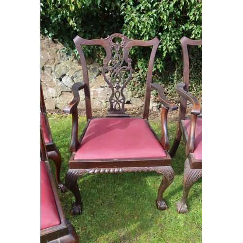 38 - A harlequin set of six Chippendale style dining chairs,