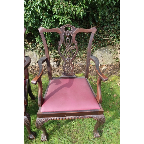 38 - A harlequin set of six Chippendale style dining chairs,