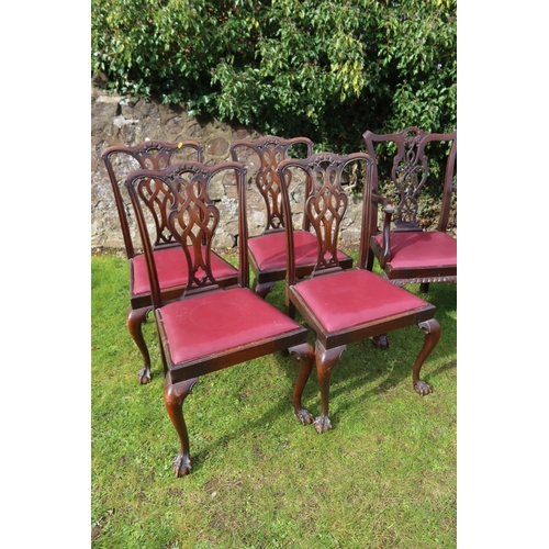 38 - A harlequin set of six Chippendale style dining chairs,