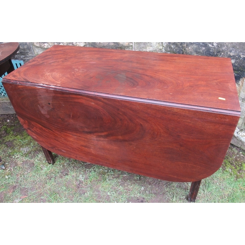 42 - A 19th century mahogany drop leaf table, together with a D end table and a towel rail