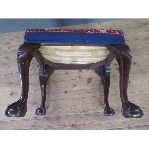 47 - An 18th century Chippendale style stool 17ins x 22ins, height 19ins