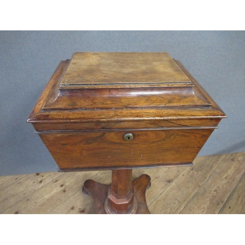 48 - A Regency mahogany teapoy on stand,  fitted with two pairs of canisters , height 32 ins, width 16ins