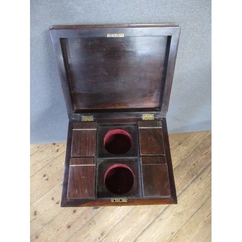 48 - A Regency mahogany teapoy on stand,  fitted with two pairs of canisters , height 32 ins, width 16ins