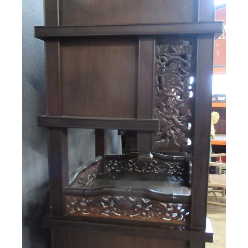 5 - A Japanese shibayama cabinet, fitted with shelves, cupboards and drawers, decorated with flowers, in... 