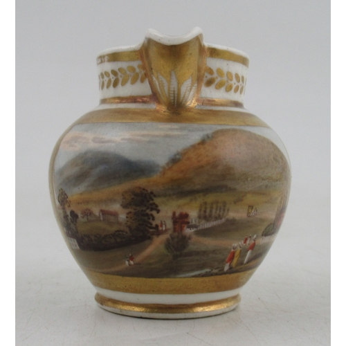 559 - An 19th century Grainger and Co miniature jug, decorated with a view of the Malvern Hills, signed Ma... 