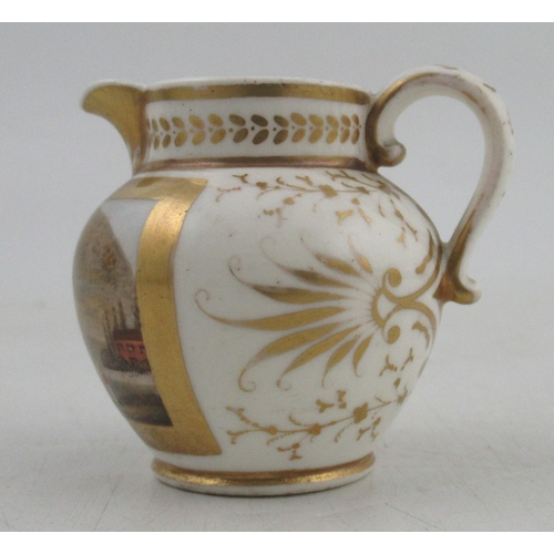 559 - An 19th century Grainger and Co miniature jug, decorated with a view of the Malvern Hills, signed Ma... 