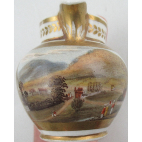 559 - An 19th century Grainger and Co miniature jug, decorated with a view of the Malvern Hills, signed Ma... 