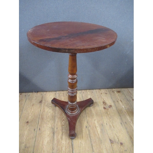 65 - A 19th century mahogany occasional table, raised on turned column , terminating in triform base, dia... 