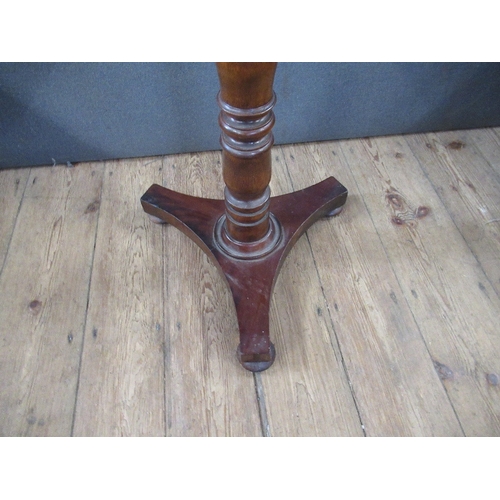 65 - A 19th century mahogany occasional table, raised on turned column , terminating in triform base, dia... 