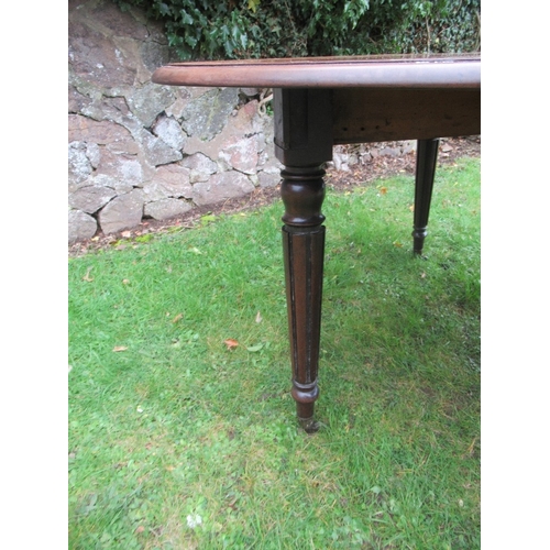 67 - A 19th century mahogany extending dining table, with concertina action and extra leaf raised on reed... 