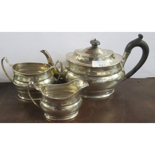 233 - A hallmarked silver teaset, total weight 23oz