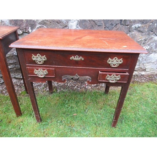 47 - Three 19th century mahogany tables, including two low boys, widths 30ins, 30ins, and 28ins