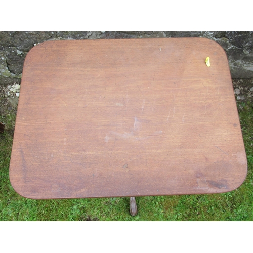 54 - A 19th century mahogany rectangular top occasional table, on turned column, with carved outswept sup... 