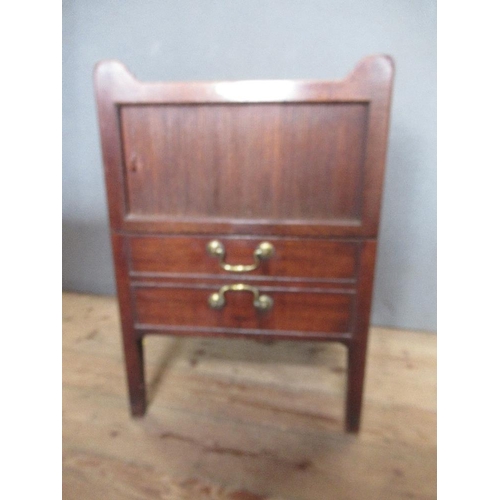 7 - A 19th century tray top commode with timbour door, width 21ins, heigh 31ins, depth 18ins