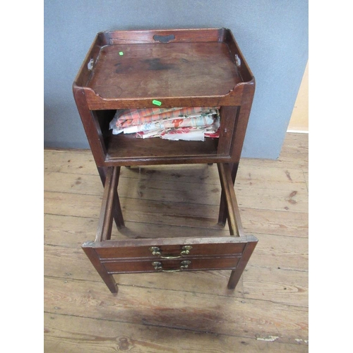 7 - A 19th century tray top commode with timbour door, width 21ins, heigh 31ins, depth 18ins