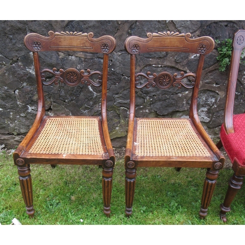 84 - Three pairs of 19th century dining chairs, two pairs with upholstered seats