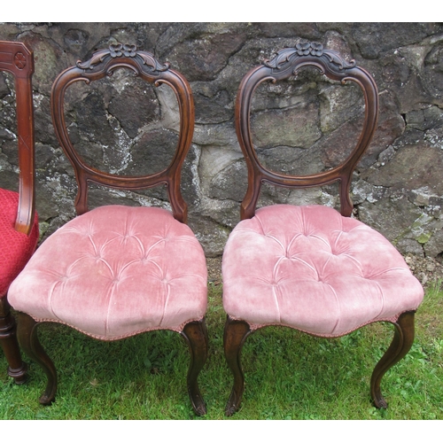 84 - Three pairs of 19th century dining chairs, two pairs with upholstered seats