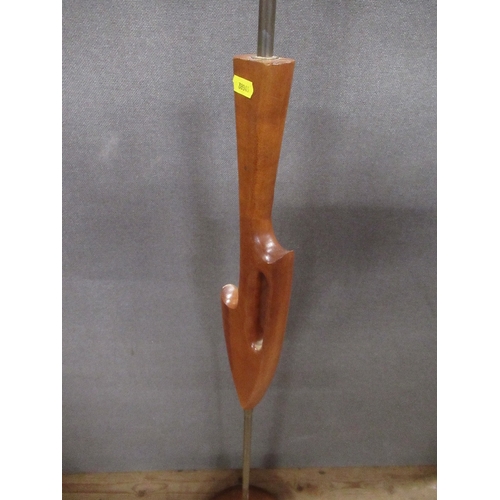 56 - A retro teak and laquered metal lamp standard, height 54ins