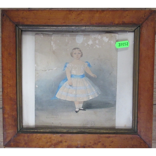 103 - A 19th century watercolour, seated girl sewing, 16.5ins x 14ins, together with another 19th century ... 