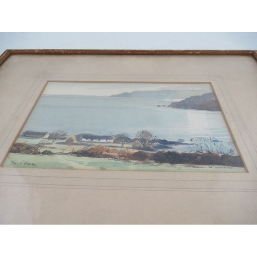 107 - Theo Gracey, watercolour, named view of Rockport, 5.5ins x 9ins