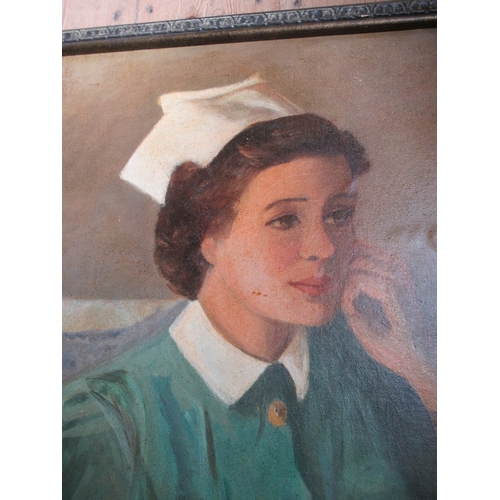 117 - Mamamalle ?  Portrait of a lady in nurses uniform 27ins x 22ins