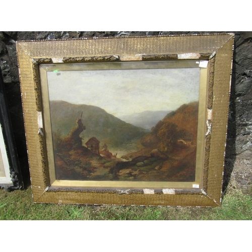 129 - A 19th century school oil on canvas A Mountainous landscape  40ins x 47.5 ins