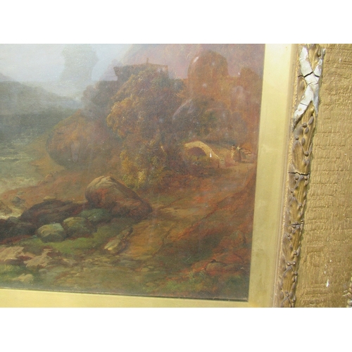 129 - A 19th century school oil on canvas A Mountainous landscape  40ins x 47.5 ins