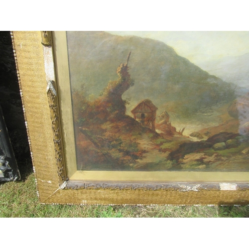 129 - A 19th century school oil on canvas A Mountainous landscape  40ins x 47.5 ins