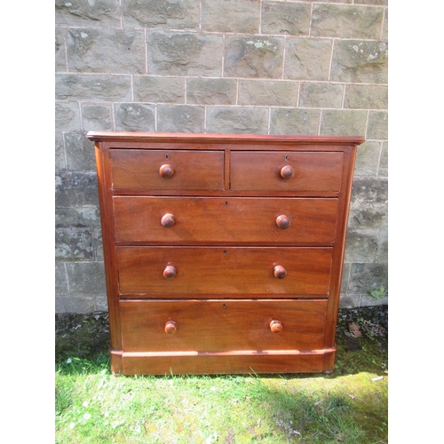 14 - A Victorian mahogany chest of drawers, two short over three graduated long drawers, width 41ins, dep... 