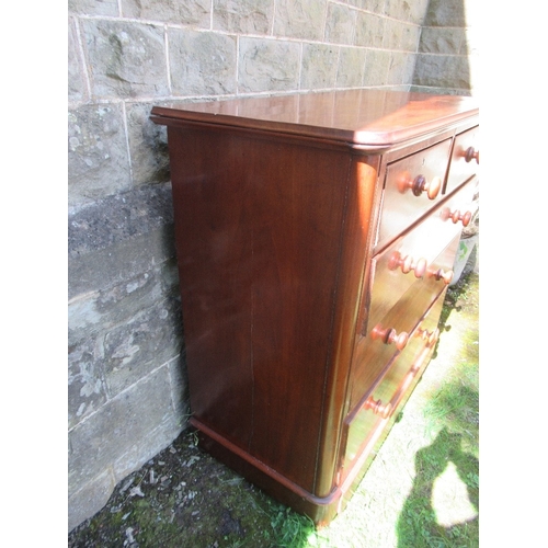 14 - A Victorian mahogany chest of drawers, two short over three graduated long drawers, width 41ins, dep... 