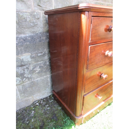 14 - A Victorian mahogany chest of drawers, two short over three graduated long drawers, width 41ins, dep... 