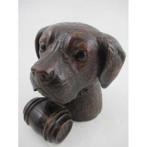 157 - A carved Black Forest Inkwell Modelled as a St Bernard with Brandy Barrel