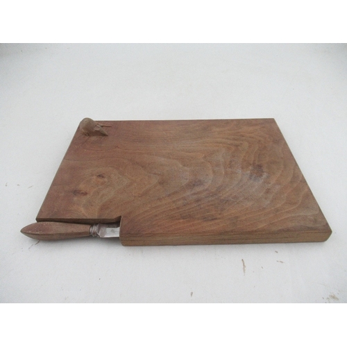 167 - A Ben Oxley Mouseman rectangular cheeseboard , with a cheese knife