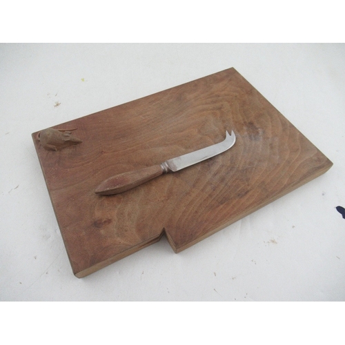 167 - A Ben Oxley Mouseman rectangular cheeseboard , with a cheese knife