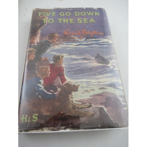 197 - Enid Blyton Five Fall into Adventure 1st 1950 d/w Five go Down to the Sea 1st edition 1953 d/w Five ... 