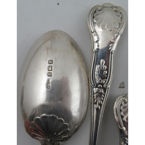 244 - A set of six silver Kings pattern dessert spoons, weight 12oz