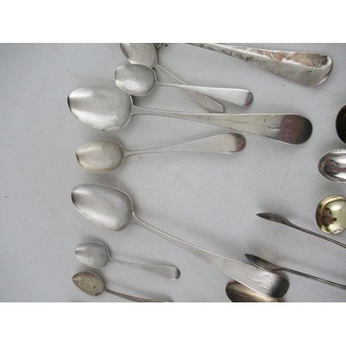 247 - A collection of silver flatware,  to include spoons and sugar tongs, weight 14oz, together with two ... 