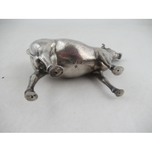 263 - A Victorian silver cow creamer, modelled as a cow with fly on its back, London 1862, maker George Fo... 