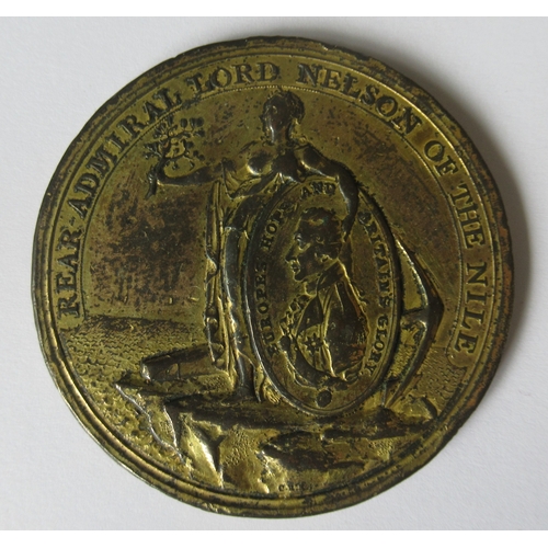 283 - A Victory of the Battle of the Nile medal 1798, gilt bronze medal, engraved to rim TRJ Bute of RF Ga... 