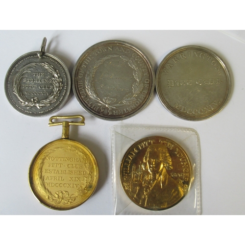 291 - Four Pitt Club medals, Leicestershire 1814, Warrington 1714, Stirling 1814, Nottingham 1814, togethe... 