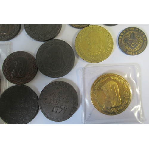 297 - A collection of 18th century Druid Penny's, marked London, Liverpool & Anglesey, together with more ... 