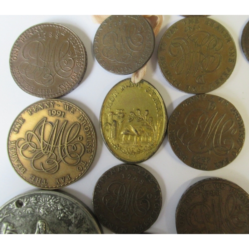 297 - A collection of 18th century Druid Penny's, marked London, Liverpool & Anglesey, together with more ... 