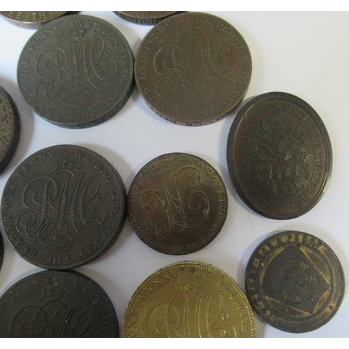 297 - A collection of 18th century Druid Penny's, marked London, Liverpool & Anglesey, together with more ... 