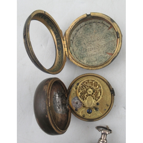 312 - Two Antique pair cased pocket watches, the silver example engraved T Strong London and the tortoises... 