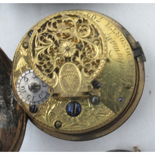 312 - Two Antique pair cased pocket watches, the silver example engraved T Strong London and the tortoises... 