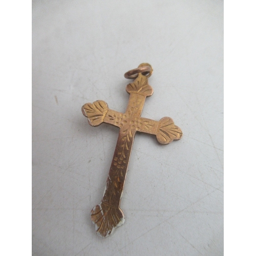 324 - A Victorian 9ct gold bar brooch, together with a 9ct gold cross pendant, weight 3.4g